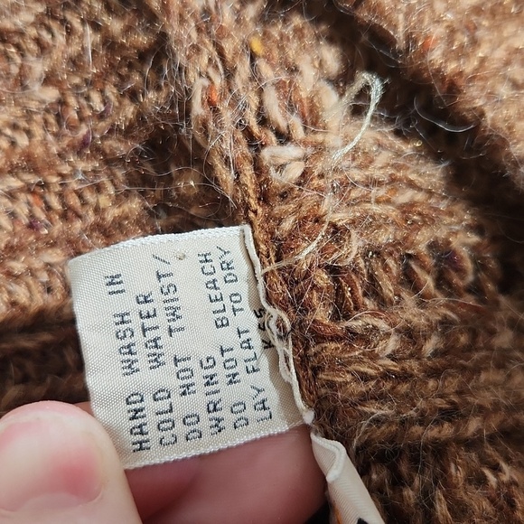 Liz Claiborne Womens Sweater Size L Wool Blend Brown Cable Knit Crew Neck Bibbed - Picture 3 of 8